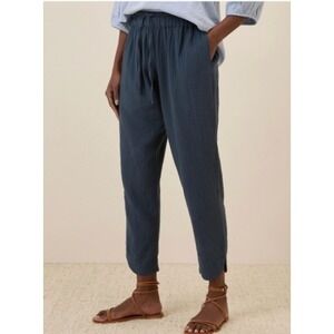 Pact Organic Women's Coastal Double Gauze Tapered Pull-On Pant Navy Size Med